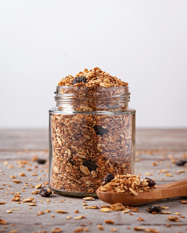 Bowl of freshly baked granola